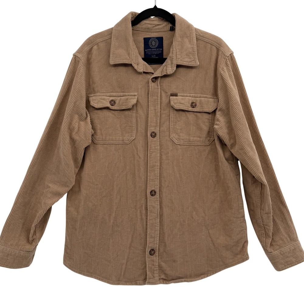 Buffalo David Bitton Jeremias Corduroy Shirt Jacket Large Tan Casual Layers‎